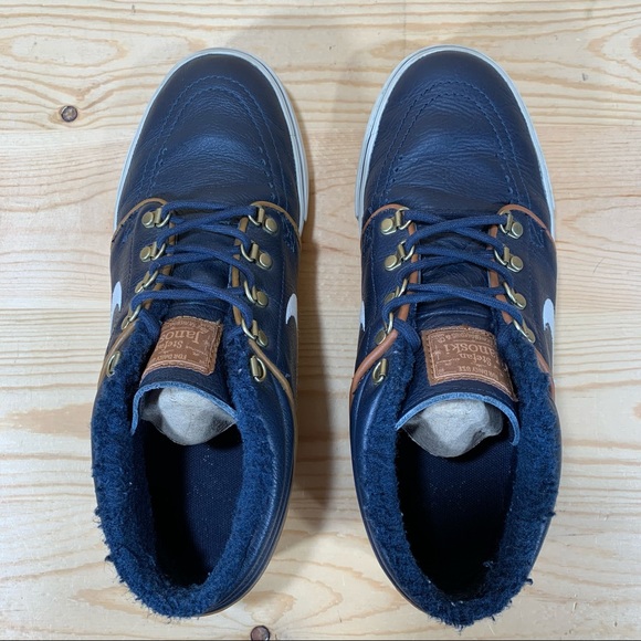 Nike Zoom SB Stefan Janoski Mid Shoes # 472679-423
Leather
Men’s 7.5 Navy White - Picture 3 of 10